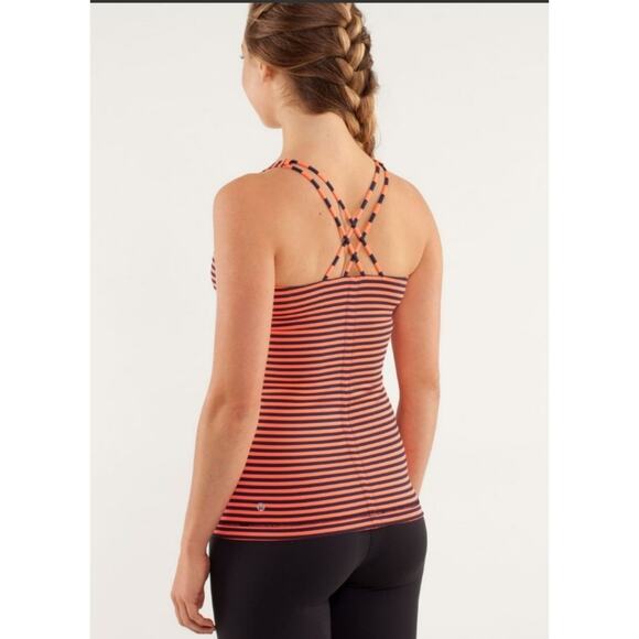 Lululemon Athletica Free To Be Classic Light Flare Inkwell Sea Stripe Tank Top 6 - Picture 8 of 9
